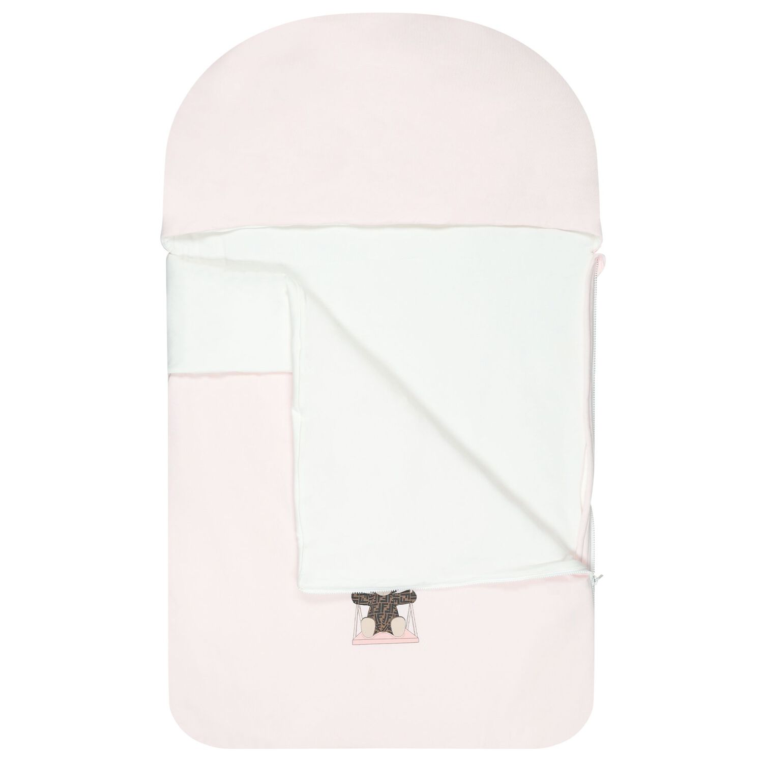 Baby Girls White & Pink Teddy Bear Logo Nest, 1, hi-res