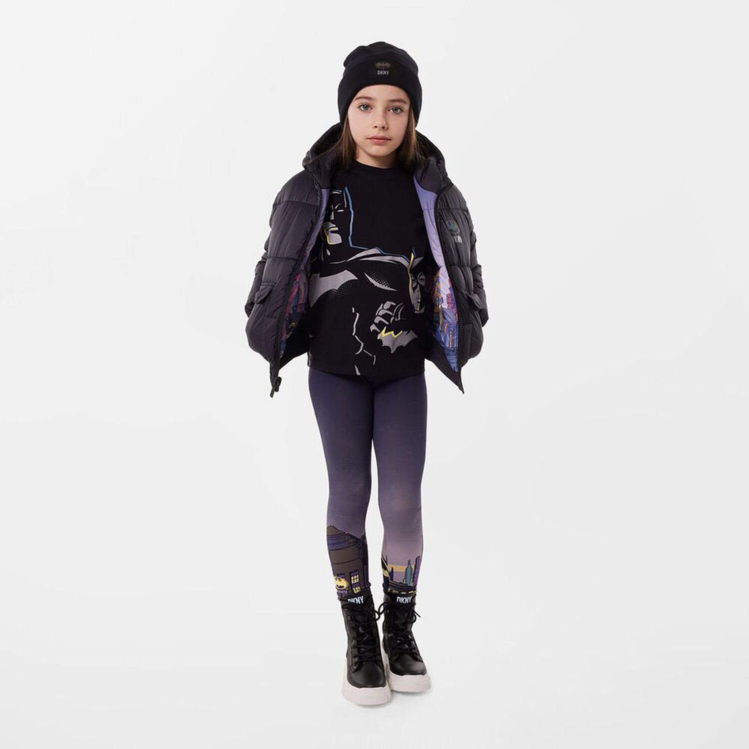 Girls Navy Blue Batman Leggings, 1, hi-res image number null
