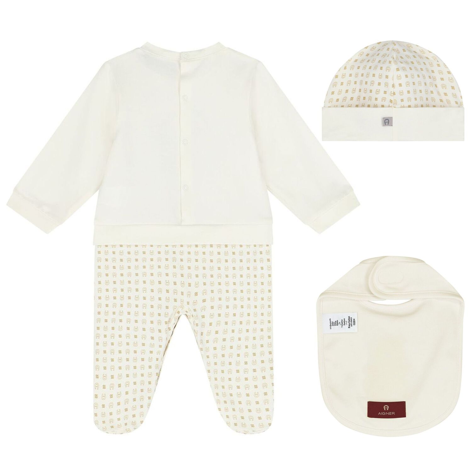 Ivory & Gold Logo Babygrow Set, 1, hi-res image number null