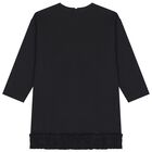 Girls Black Logo Ruffled Dress, 1, hi-res