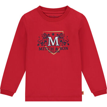 Boys Red Logo Long Sleeve Top