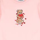 Girls Pink Teddy Bear Logo Dress, 1, hi-res