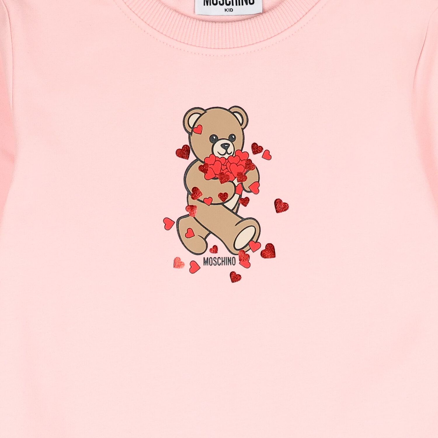 Girls Pink Teddy Bear Logo Dress, 1, hi-res
