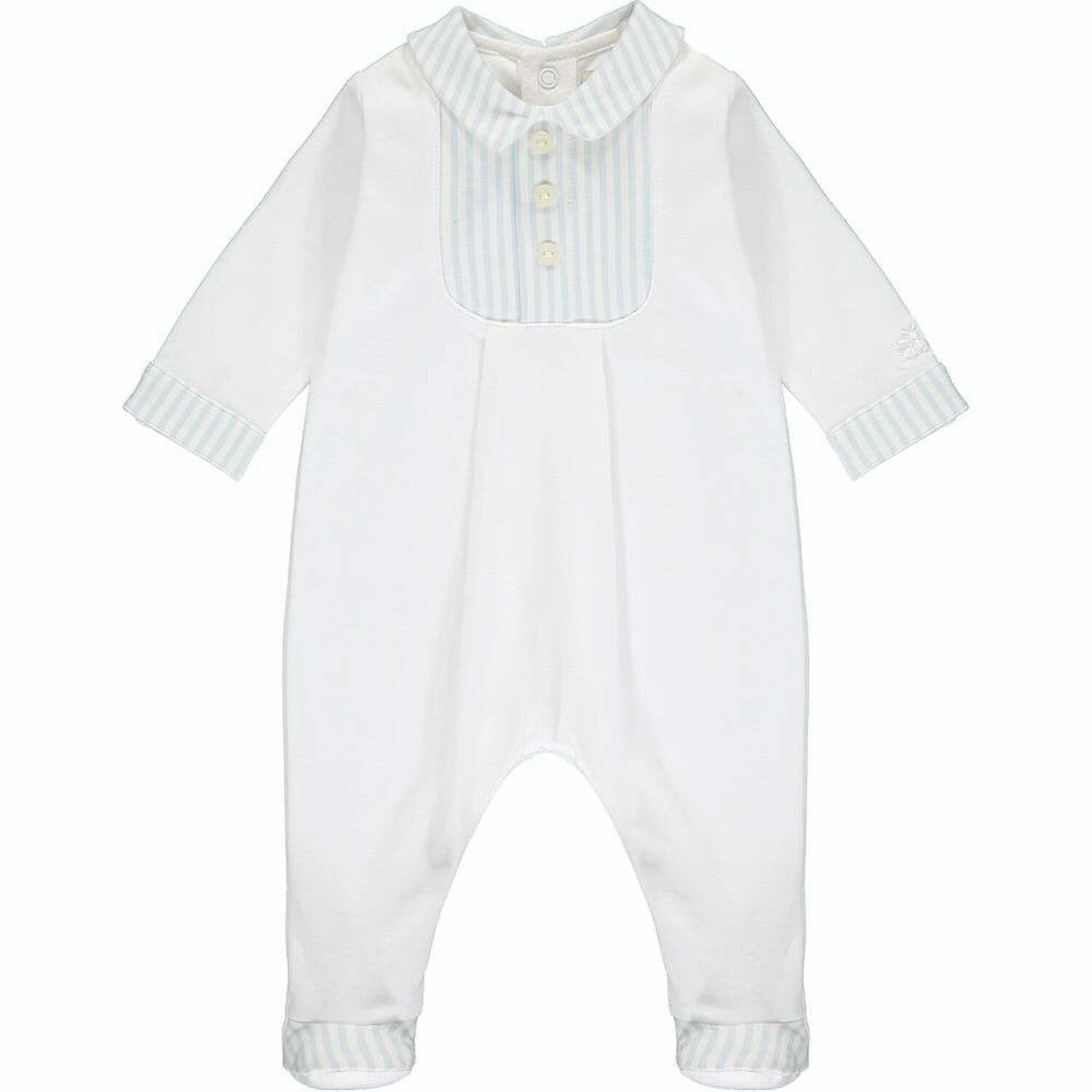 Boys White & Blue Smart Babygrow , 1, hi-res image number null