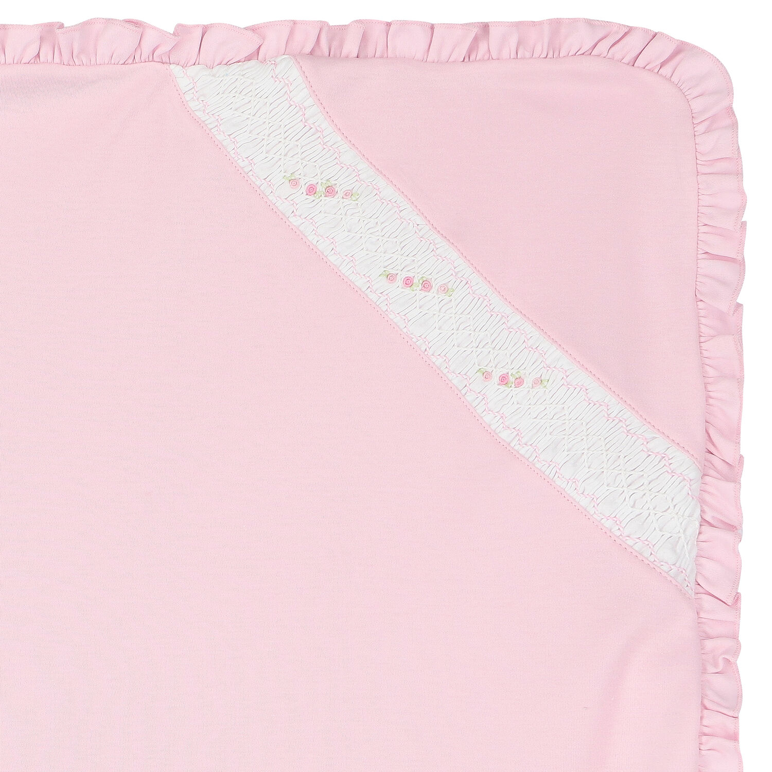 Baby Girls Pink Smocked Receiving Blanket, 1, hi-res