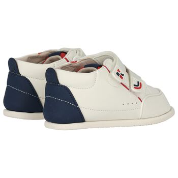Younger Boys Ivory & Blue Trainers