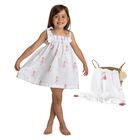Girls White & Pink Ballerinas Beach Dress, 1, hi-res