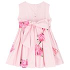 Girls Pink Bow Peony Dress, 1, hi-res