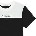 تيشيرت أولاد بالشعار باللون الأبيض والأسود, 1, hi-res