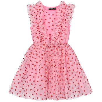 Girls Pink Tulle Heart Dress