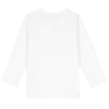 Boys White Teddy Long Sleeve Top