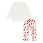 Younger Girls White & Red Leggings Set, 1, hi-res
