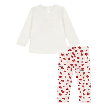 Younger Girls White & Red Leggings Set