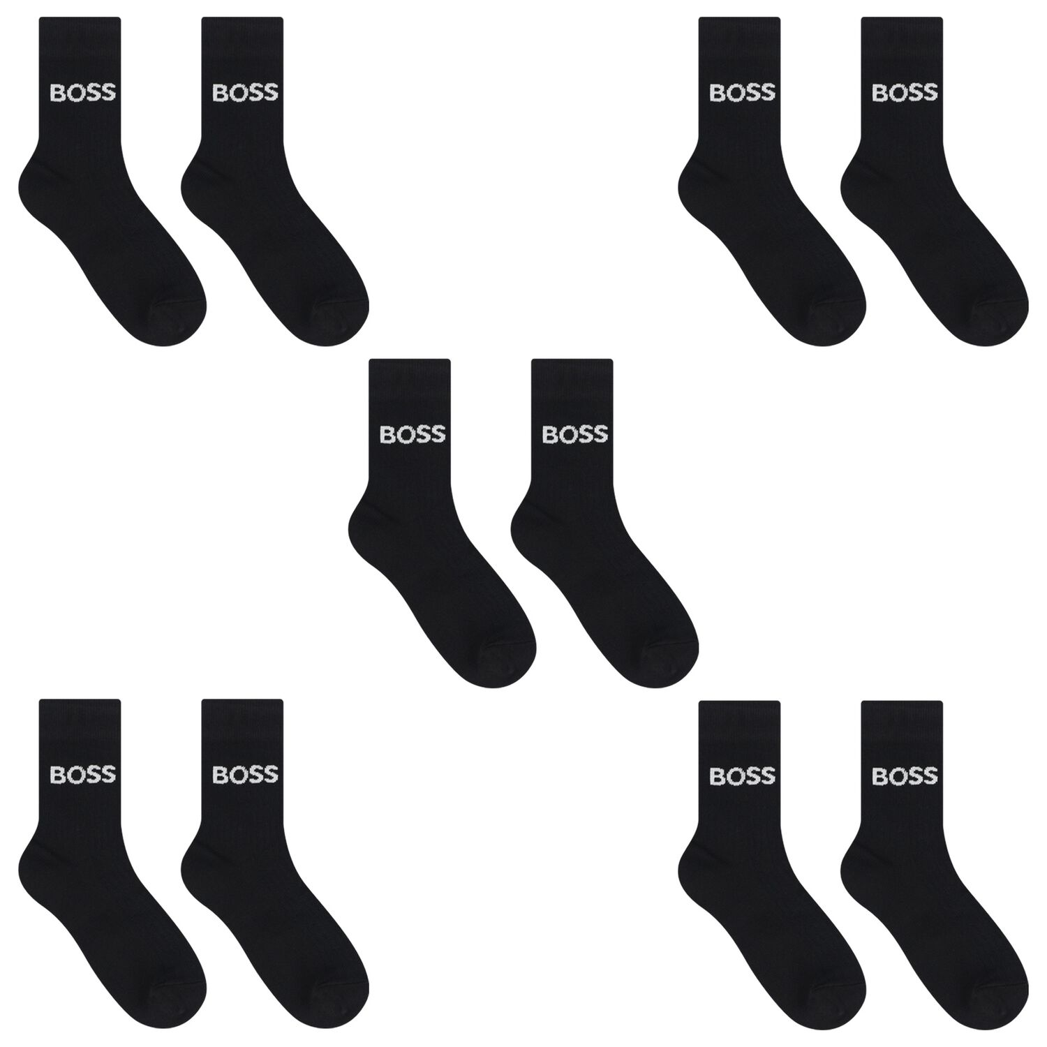 Black Logo Socks ( 5-Pack ), 1, hi-res