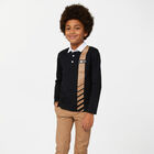 Boys Black Logo Long Sleeve Polo Shirt, 1, hi-res
