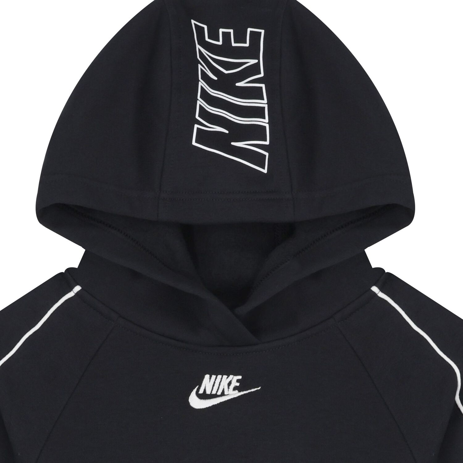 Boys Black Swoosh Logo Tracksuit, 1, hi-res