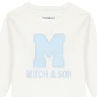 Boys White & Blue Logo Long Sleeve Top, 1, hi-res
