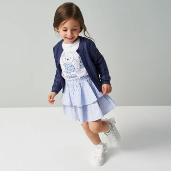 Girls White & Blue Striped Skirt