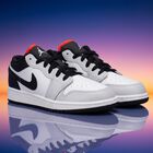 White, Grey & Black Air Jordan 1 Low Trainers, 10, hi-res