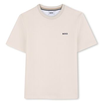 Boys Mini Me Ivory Logo T-Shirt