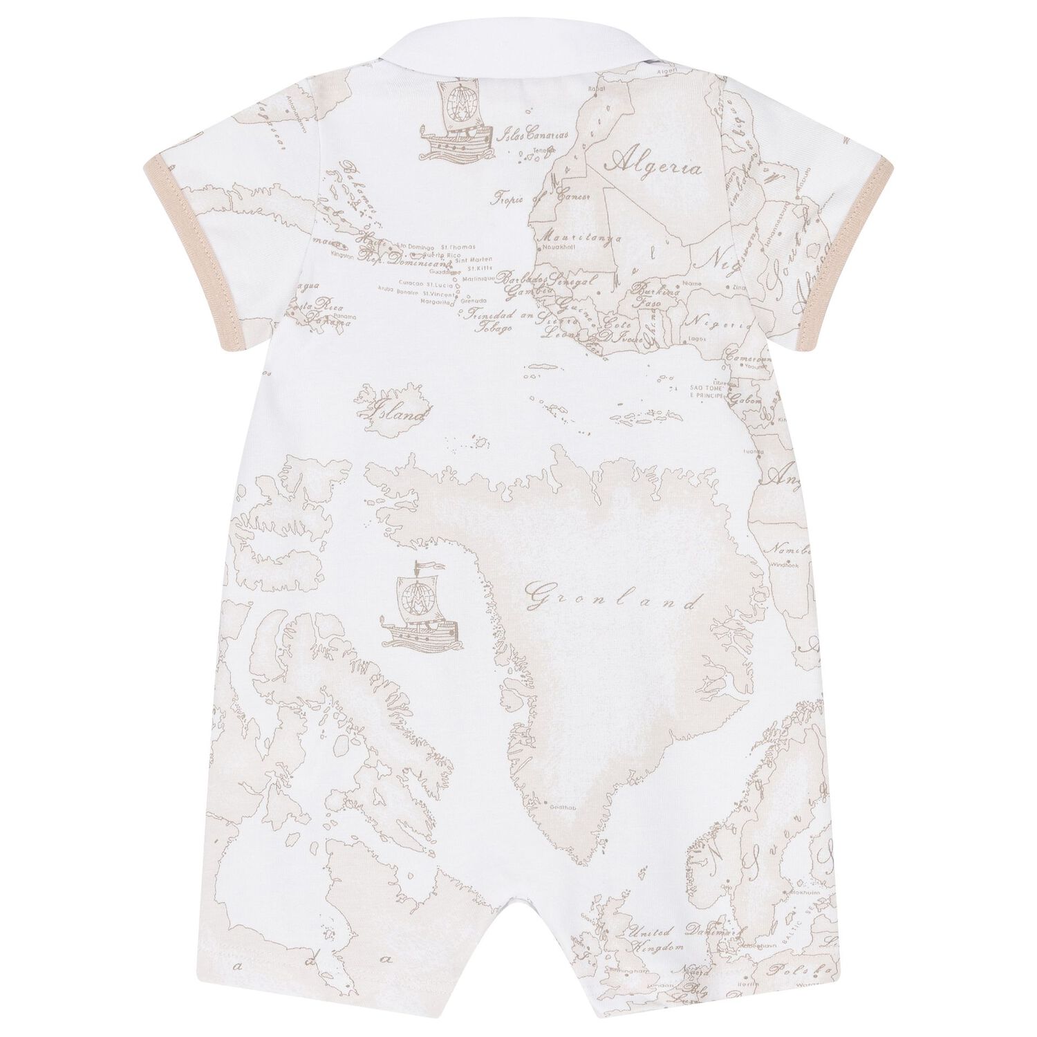 Baby Boys White Geo Map Romper, 1, hi-res