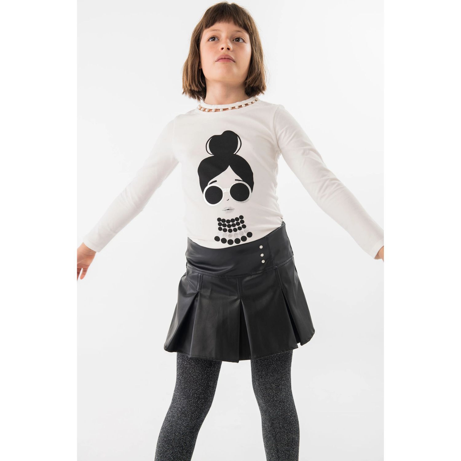 Girls Ivory Long Sleeve Top, 1, hi-res image number null