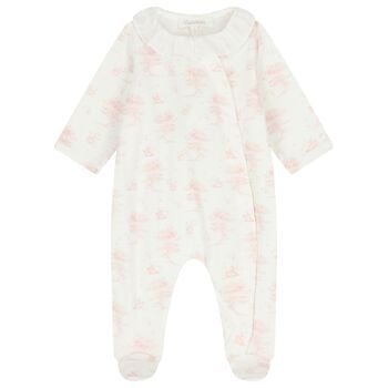 Baby Girls White & Pink Babygrow