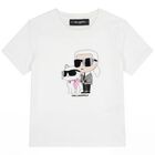 Girls White Ikonik Karl & Choupette T-Shirt, 1, hi-res