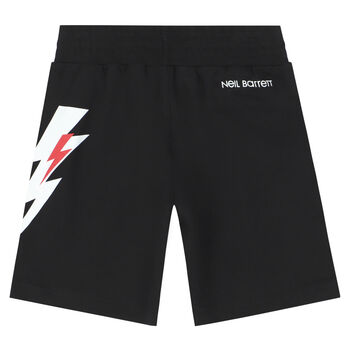 Boys Black Thunderbolt Logo Shorts