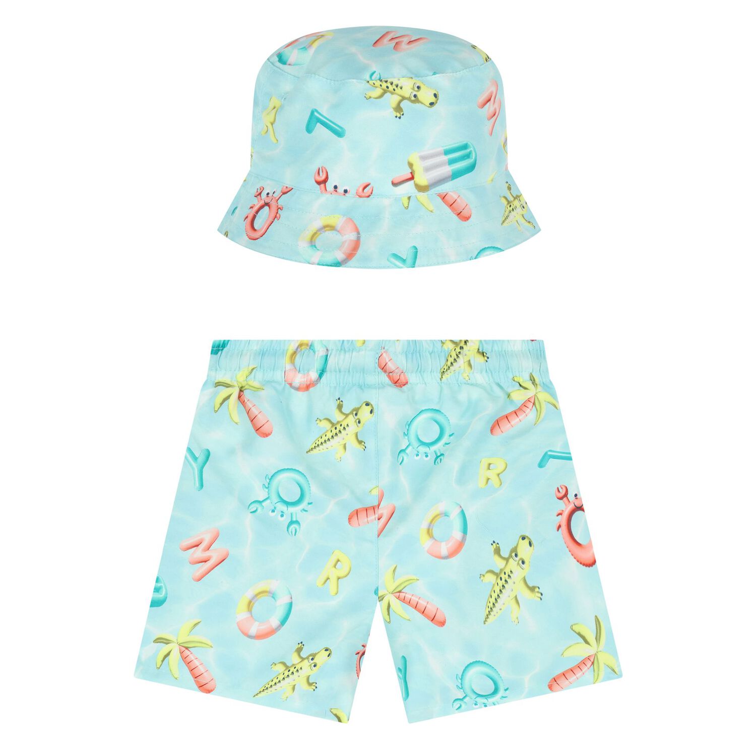 Younger Boys Aqua Swim Shorts & Reversible Hat Set, 3, hi-res