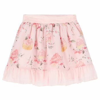 Girls Pale Pink Cupcake Chiffon Skirt