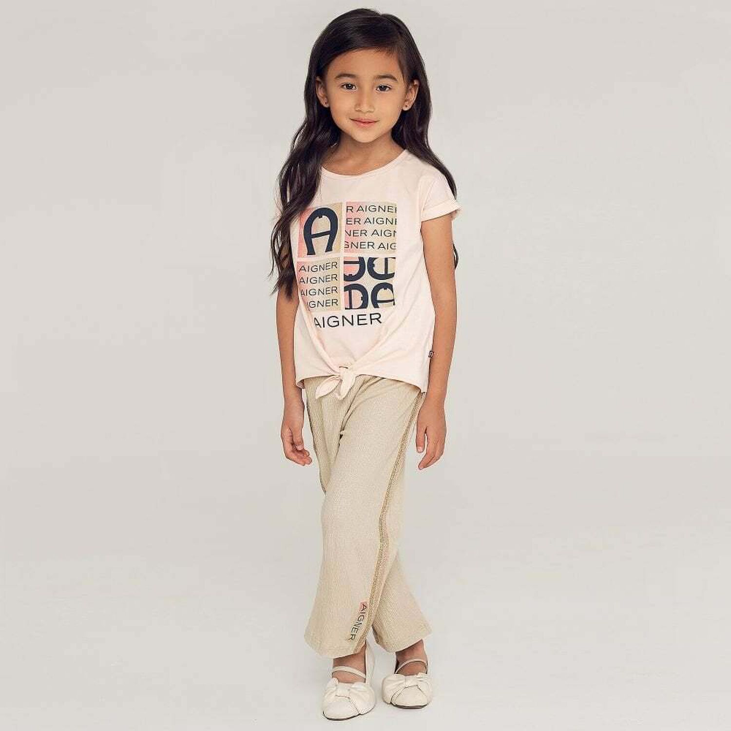 Girls Gold Logo Trousers, 1, hi-res image number null