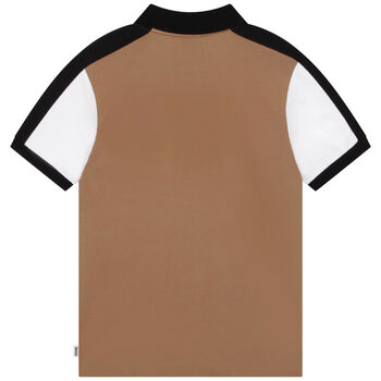 Boys Beige Logo Polo Shirt
