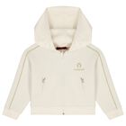 Girls Ivory & Gold Logo Jacket, 1, hi-res