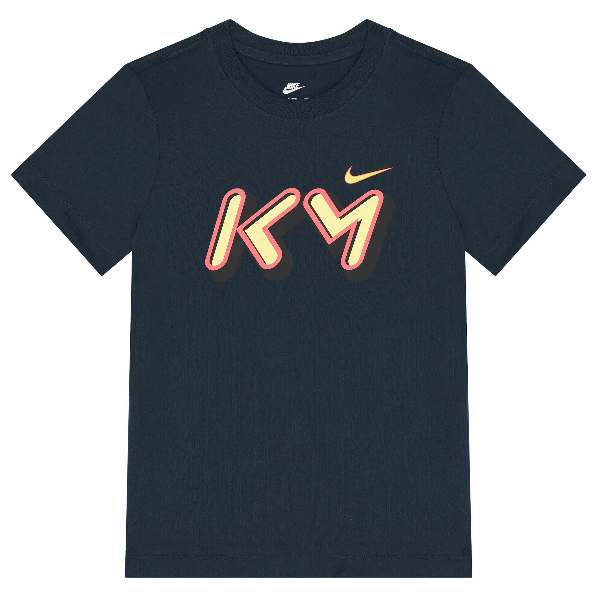 navy and orange nike shirt