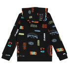 توب هودى أولاد بالشعار باللون الاسود, 1, hi-res