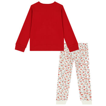 Girls Red & White Reindeer Pyjamas