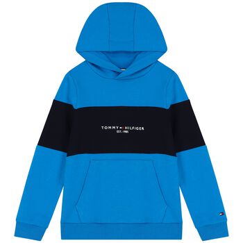 Boys Blue & Navy Blue Logo Hooded Top