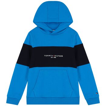 Boys Blue & Navy Blue Logo Hooded Top