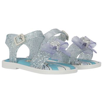 Younger Girls Blue & White Elsa Glitter Jelly Sandals
