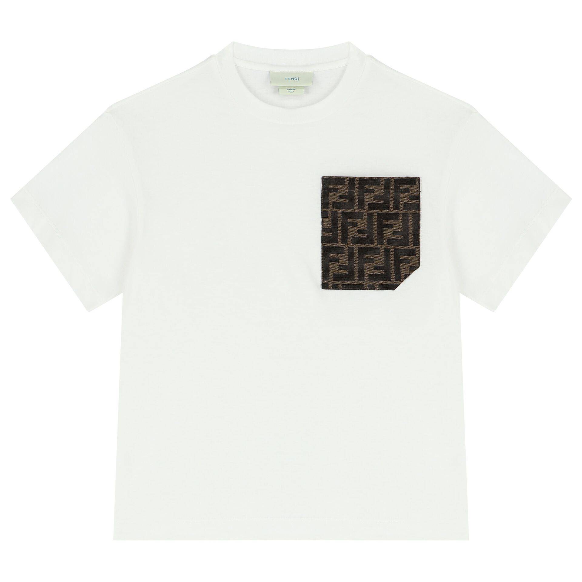 Fendi Ivory FF Logo T Shirt Junior Couture USA