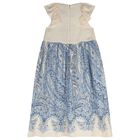 Girls Ivory & Blue Floral Paisley Dress , 1, hi-res