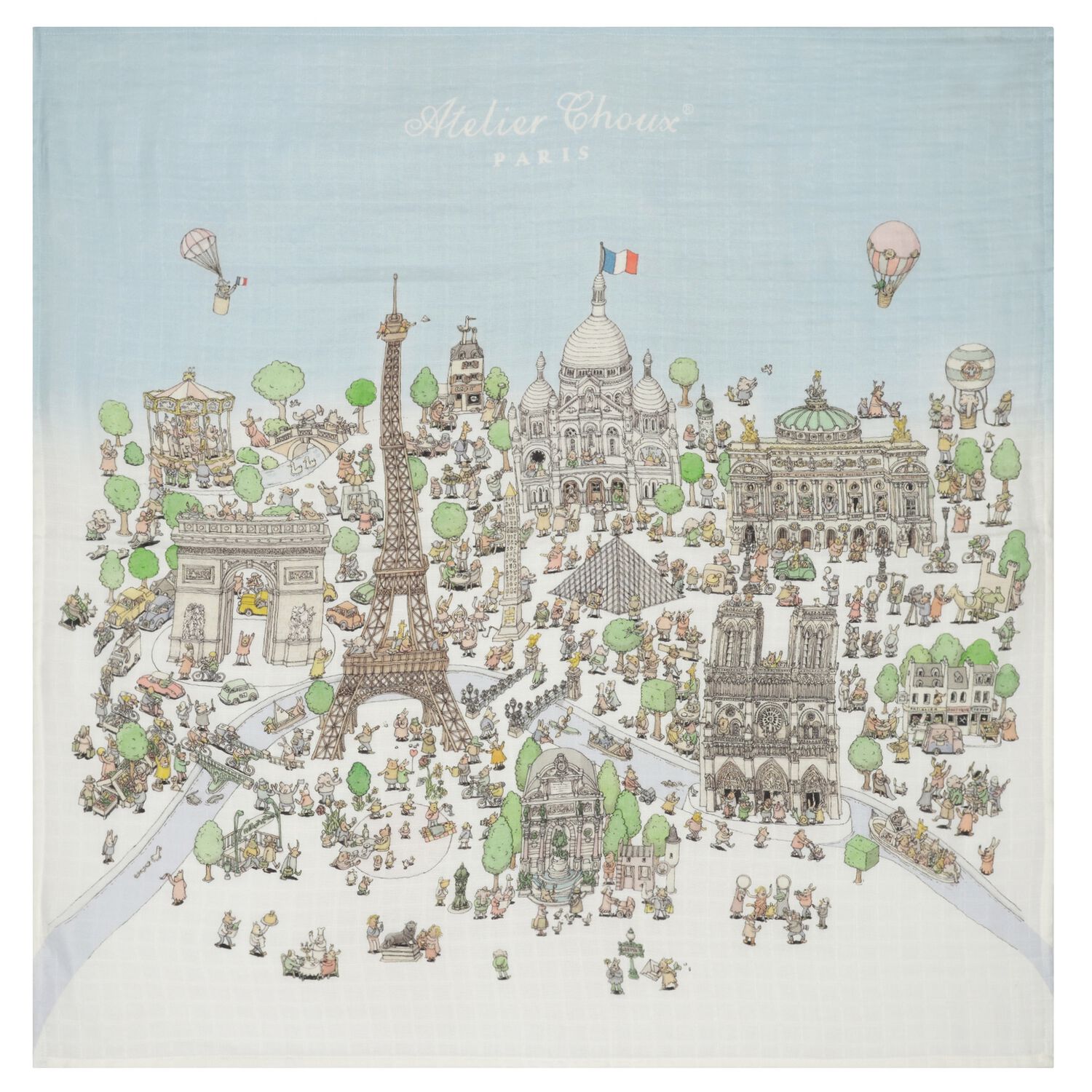 Paris Baby Swaddle Carré Blanket, 1, hi-res image number null