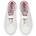 Girls White & Pink Logo Trainers, 1, hi-res