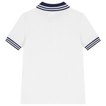 Boys White & Black Logo Polo Shirt