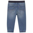 Younger Boys Blue Denim Joggers, 1, hi-res