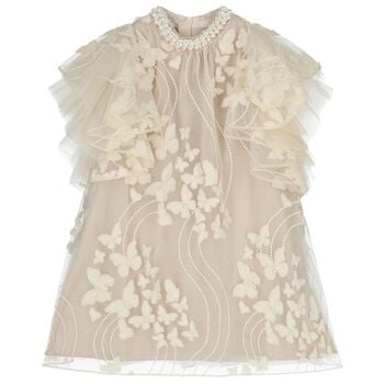 Girls Ivory Butterfly Tulle Dress