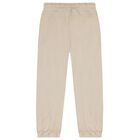 Boys Beige Embroidered Tracksuit, 1, hi-res