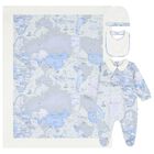 Baby Boys Ivory & Blue Geo Map Babygrow Gift Set, 1, hi-res