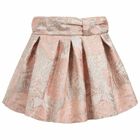Girls Pink & Gold Jacquard Skirt, 1, hi-res